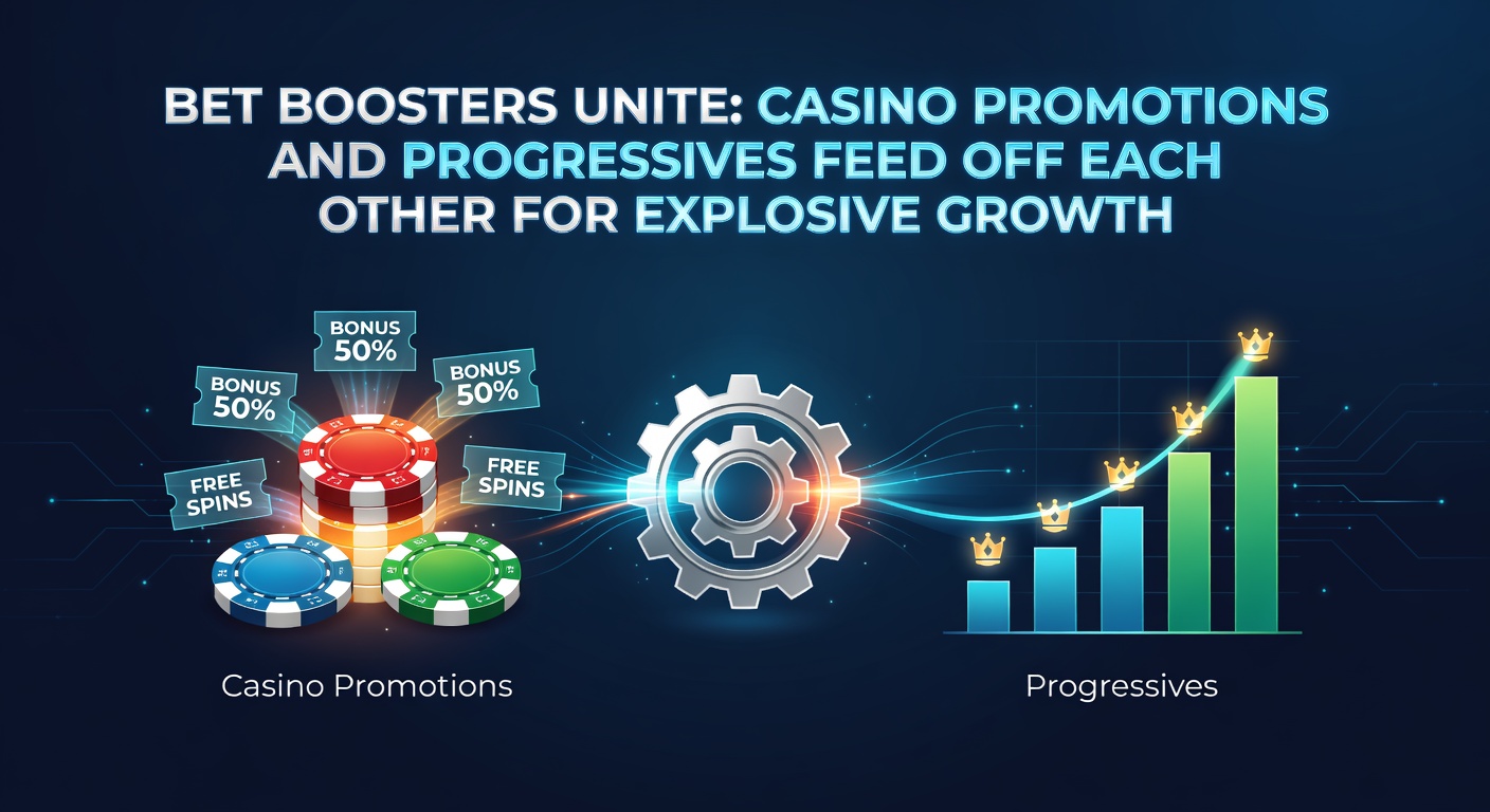 Vibrant casino floor with glowing progressive jackpot displays and promotional banners drawing crowds