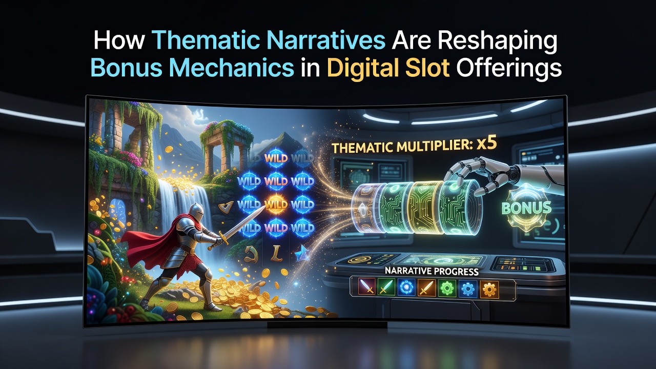 Digital slot interface displaying narrative-driven bonus round with thematic characters and story progression elements