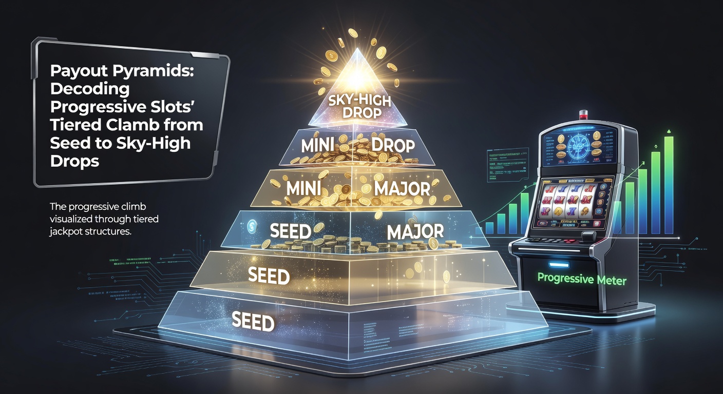 Close-up of a slot machine screen displaying tiered progressive jackpots with meters showing current values for mini, major, and grand levels