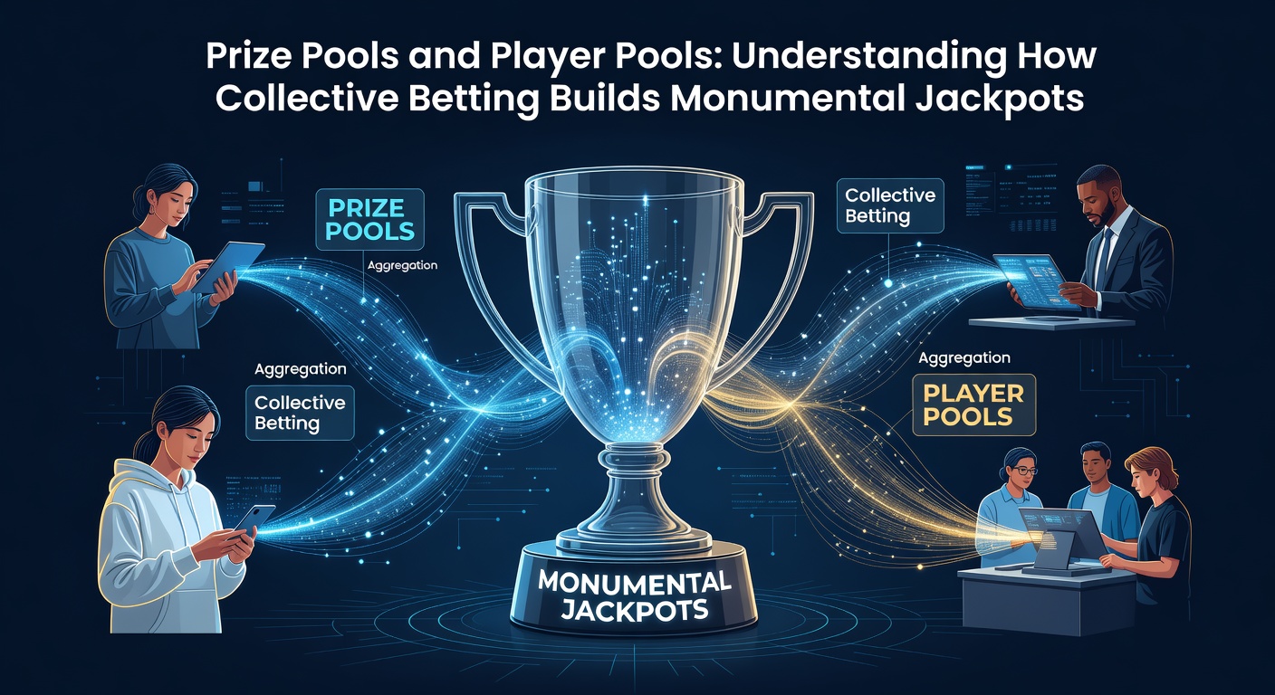Illustration showing interconnected player pools feeding into a growing prize pool for progressive slot jackpots