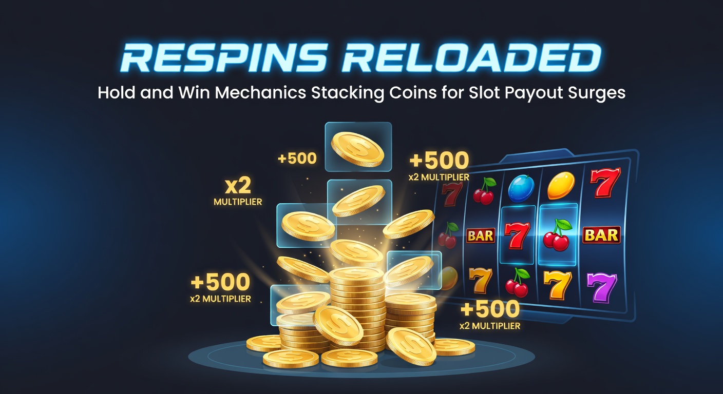 Vibrant slot screen showing Hold and Win respin feature with stacked golden coins filling the reels for a massive payout surge