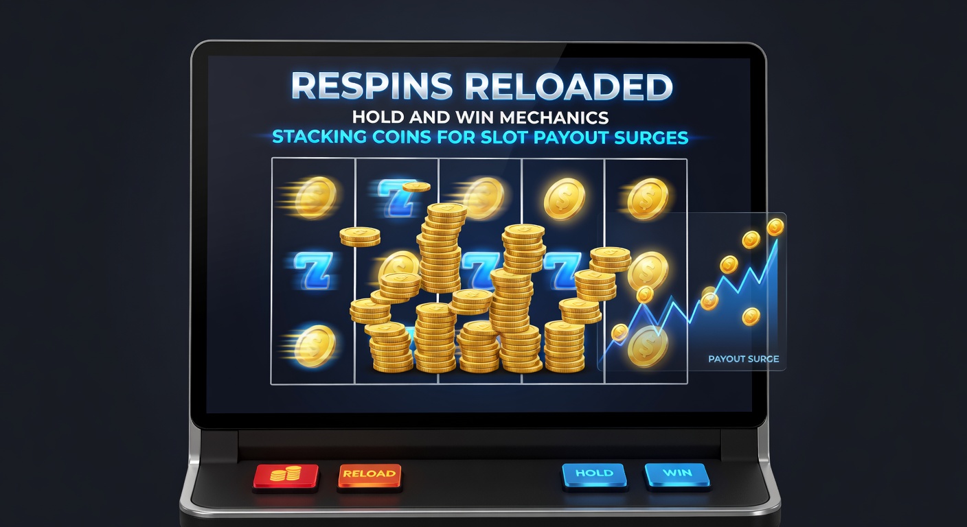 Close-up of Hold and Win respin grid overloaded with glowing coin stacks, jackpot meters filling rapidly during a reloaded bonus round