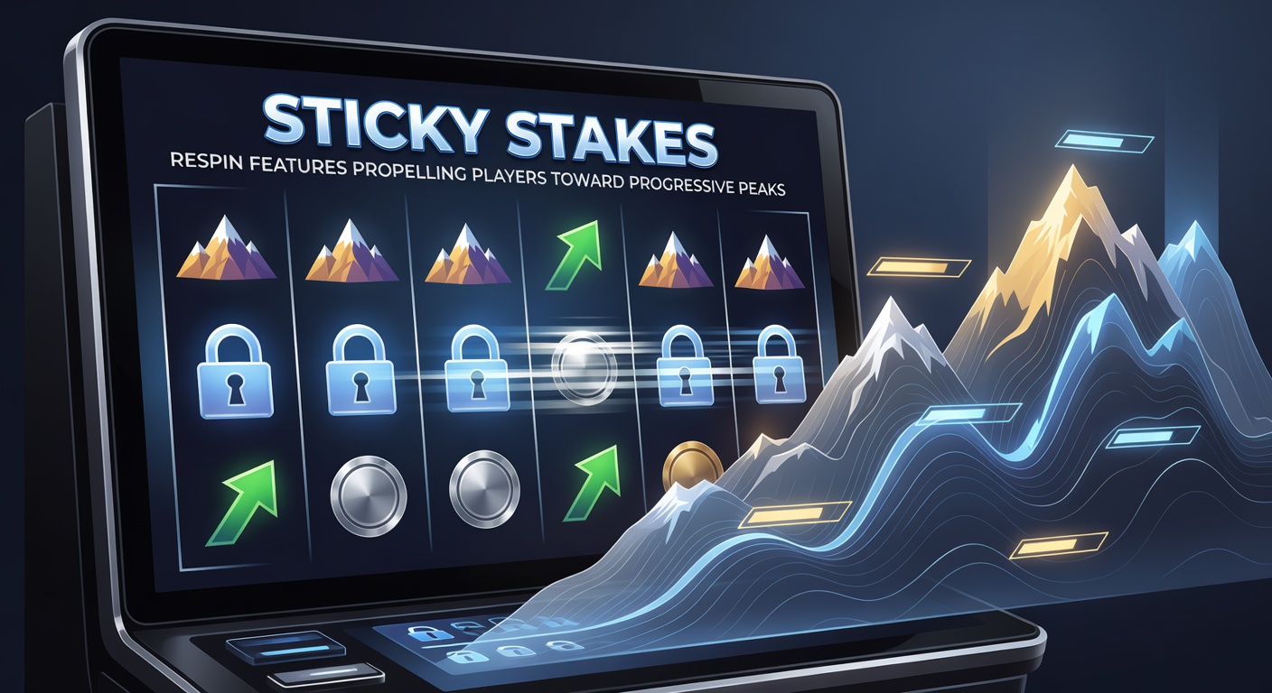 Vibrant slot screen showing sticky wild symbols locking in place during a respin feature, with a progressive jackpot meter ticking upward in the background