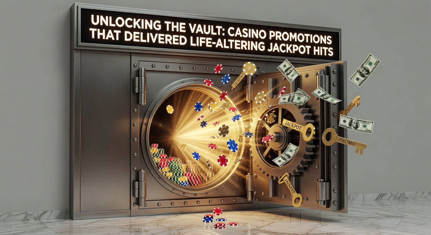 Vibrant casino slot machine displaying a massive jackpot win triggered by a promotional bonus, lights flashing in celebration